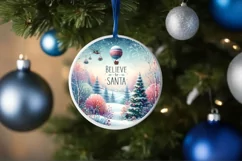 Winter Scene Believe in Santa Ornament Sublimation PNG Product Image 1