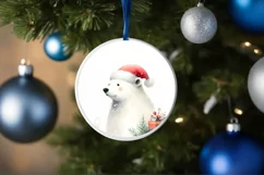 Polar Bear Christmas Ornament Sublimation PNG Product Image 4