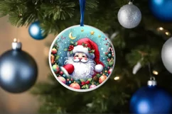 Colorful Santa Ornament Sublimation PNG Product Image 1