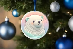 Polar Bear 3D Round Ornament Sublimation PNG Product Image 4
