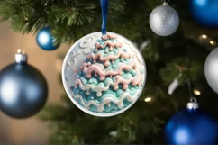 3D -like Christmas Tree with Melting Edges PNG File Product Image 1