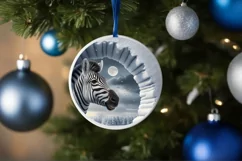 Digital Painting Round with Zebra Smiling Out of Snow Made Product Image 4