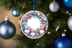 Pastel Gnomes Christmas Ornament Sublimation PNG Product Image 1