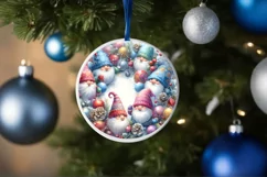 Colorful Winter Gnomes Round Ornament Sublimation PNG Product Image 4