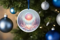 Winter Scene Digital Painting Round Ornament Sublimation Product Image 4
