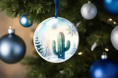 Melting Winter Scene Cactus Sublimation PNG Product Image 1