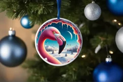 Digital Painting Round with Flamingo Smiling Out of Snow Product Image 4
