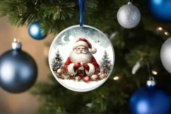 Snow Made Wall Santa Round Ornament Sublimation PNG Product Image 1