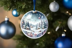3D Winter Scene Watercolor Ornament Sublimation PNG Product Image 4