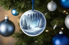 3D Winter Scene Watercolor Ornament Sublimation PNG Product Image 1