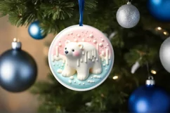 Polar Bear Christmas Ornament Sublimation PNG Product Image 4