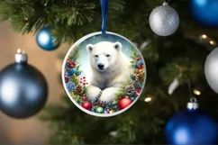 Polar Bear Round Ornament Sublimation PNG Product Image 1
