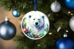 Polar Bear Round Ornament Sublimation PNG Product Image 1