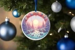Winter Scene Digital Painting Round Ornament Sublimation PNG Product Image 4