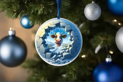 Cow in Melting Ice Wall Round Ornament Sublimation PNG Product Image 4