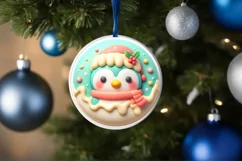 Penguin Christmas Ornament Sublimation PNG Product Image 4