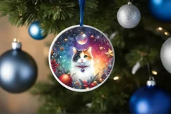 Cat Christmas Ornament Sublimation PNG Product Image 4