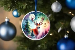 Reindeer Christmas Ornament Sublimation PNG Product Image 1