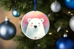 Polar Bear Round Ornament Sublimation PNG Product Image 1
