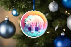 Polar Bear Christmas Ornament Sublimation PNG Product Image 4