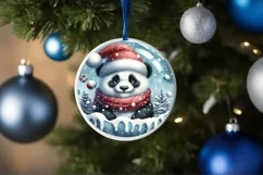 Winter Scene Panda Portrait Round Ornament Sublimation PNG Product Image 4