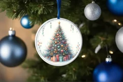 Christmas Tree Round Ornament Sublimation PNG Product Image 4