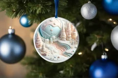 Winter Scene Ornament Sublimation PNG Product Image 4