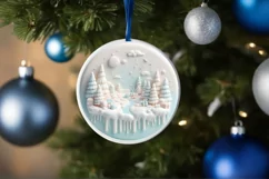 3D Winter Scene Ornament Sublimation PNG Product Image 4
