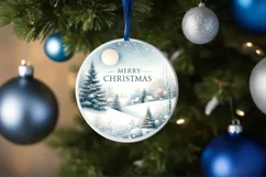 Merry Christmas Winter Scene Ornament Sublimation PNG Product Image 4