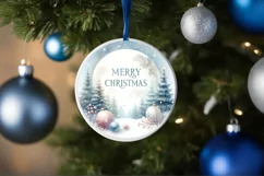 Merry Christmas Winter Scene Ornament Sublimation PNG Product Image 1