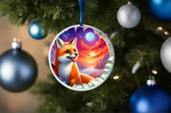 Fox in Icy Wall Round Ornament Sublimation PNG Product Image 4