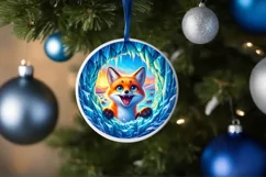 Icy Wall Fox Round Ornament Sublimation PNG Product Image 4