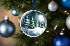 3D Winter Scene Watercolor Ornament Sublimation PNG Product Image 4