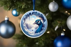 Icy Wall Peacock Round Ornament Sublimation PNG Product Image 4