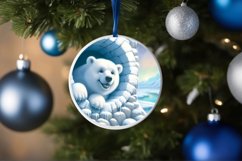 Polar Bear in Snow Made Wall Round Ornament Sublimation PNG Product Image 1
