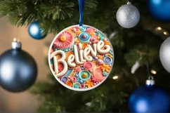 3D BELIEVE Winter Ornament Sublimation PNG Product Image 4