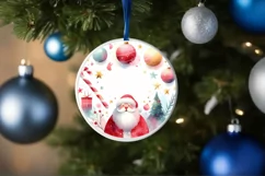 Colorful Santa Ornament Sublimation PNG Product Image 4