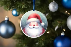 Colorful Santa Ornament Sublimation PNG Product Image 1