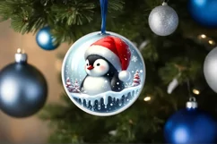 Christmas Penguin Portrait Santa Hat Sublimation PNG Product Image 4