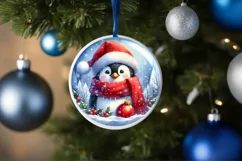 Winter Penguin Christmas Ornament Sublimation PNG Product Image 4