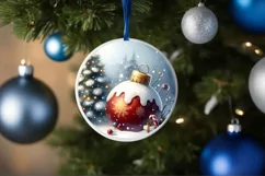 Winter Scene with Sleigh Round Christmas Ornament Product Image 4