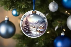 Town Round Ornament Sublimation PNG Product Image 4