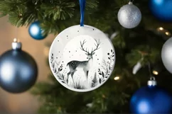 Reindeer Christmas Ornament Sublimation PNG Product Image 4