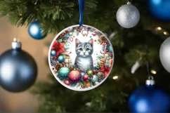 Colorful Winter Cat Ornament Sublimation PNG Product Image 1