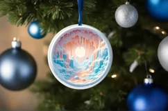 Christmas Candy Round Ornament Sublimation PNG Product Image 1