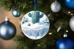 3D Winter Scene Cactus Ornament Sublimation PNG Product Image 4
