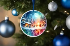 Nativity Scene Round Ornament Sublimation PNG Product Image 4