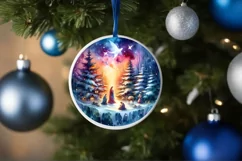 Nativity Scene Round Ornament Sublimation PNG Product Image 4