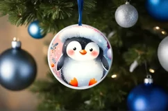 Penguin Christmas Ornament Sublimation PNG Product Image 4