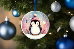 Colorful Penguin Christmas Ornament Sublimation PNG Product Image 4